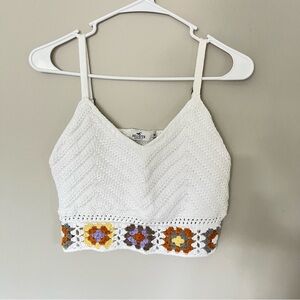 Hollister Women's White Crochet Crop Top